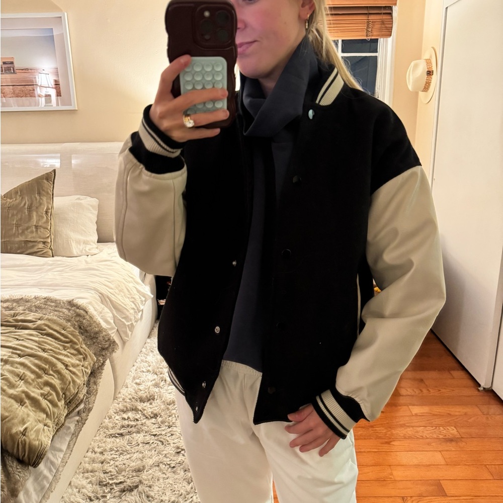 Pull&Bear Oversized Black Varsity Bomber Jacket - image 2